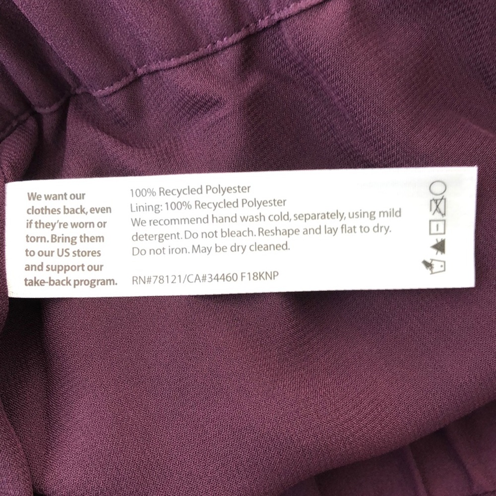 Eileen Fisher Plum Pleated Skirt, NWT Size 14 - Picture 7 of 8